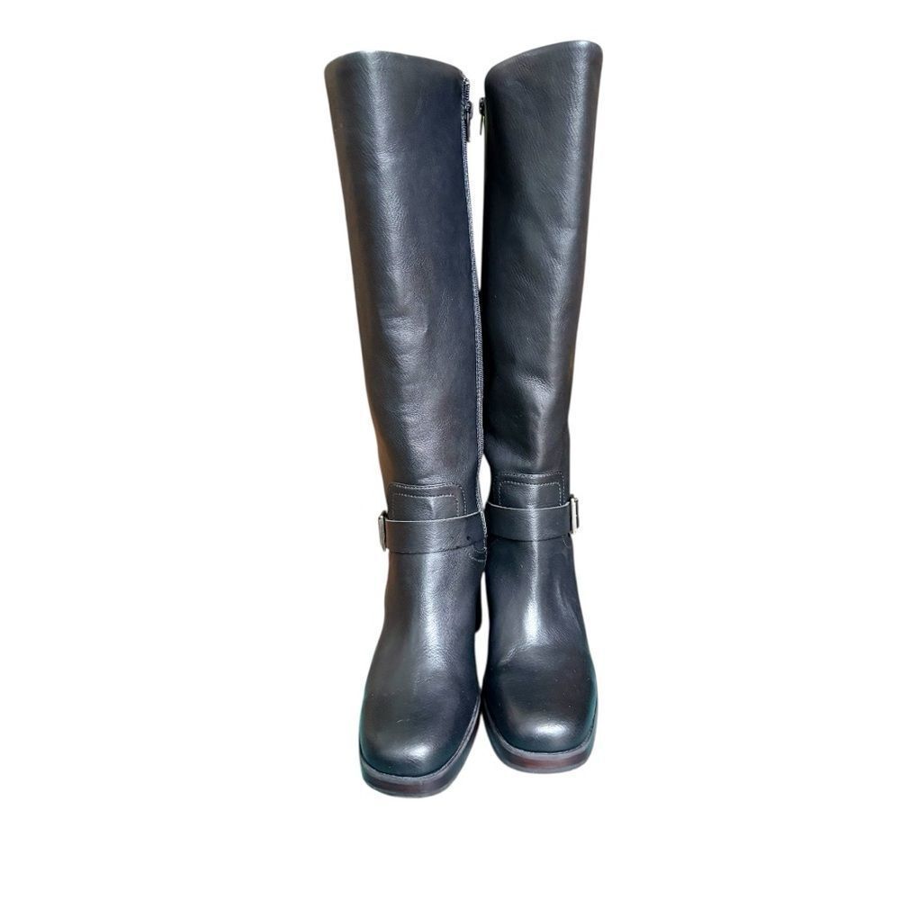 NEW Korks by Kork-Ease Black Faux Leather Knee-High Block Heel Boots | Size 9.5